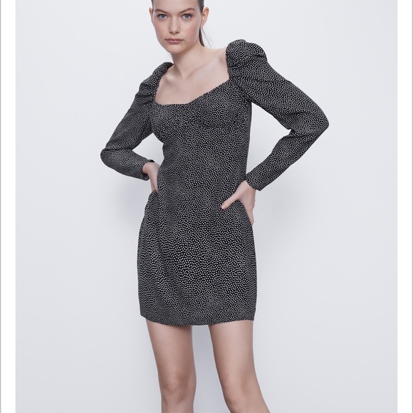 ZARA DRAPED POLKA DOT DRESS TRF - Picture 1 of 6